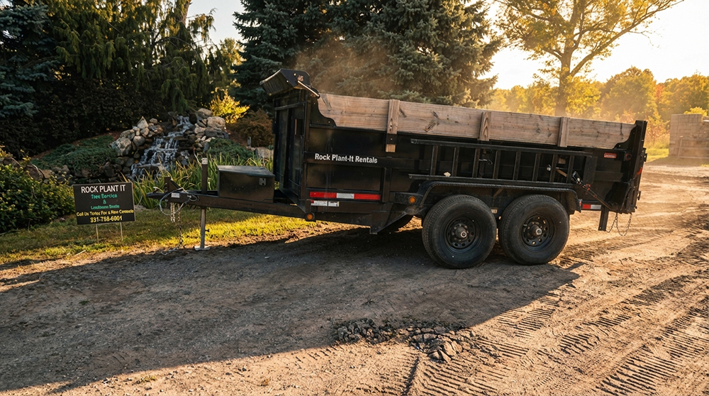 Dump trailer loaded with junk and debris ready for disposal